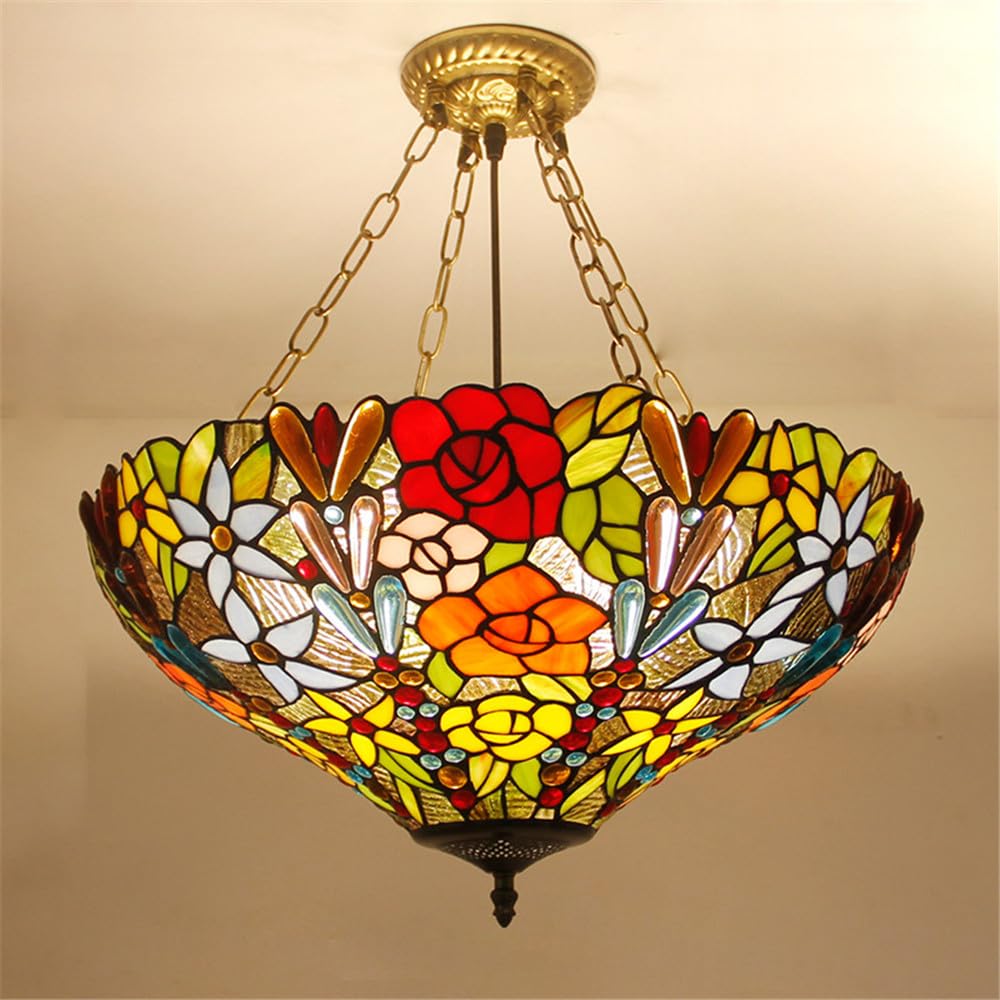 CSXSXAUO Contemporary Color Glass Pendant Lamp LED American Luxury Creativity Living Room Restaurant Bedroom Hotel Villa Corridor Cafe Bar Staircase Chandelier (Style 46 D50CM)