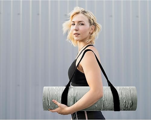 Miniatura 6 de UMINEUX Tapete de yoga extra grueso, 25 pulgadas (0.394 in), goma natural y TPE antideslizante con correa para mujeres y hombres, tapete de