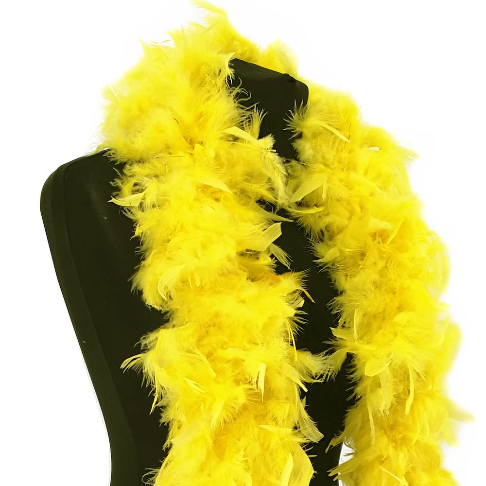 Feather Boa 80g 180cm Soft Turkey Feathers Fluffy Long Boas for Women Hen Party Fancy Dress Costume Burlesque Dance Showgirls 1920s Gatsby Flapper Halloween Christmas Photo Props (Yellow)