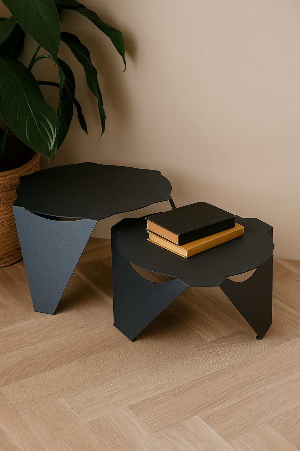 Duo Yole – Tavolini Interno/Esterno in Alluminio, Design Moderno (Antracite materica)