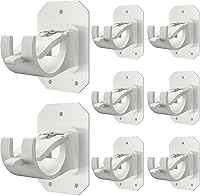 Vista 12 de Codoule 2 piezas de soportes de barra de cortina sin taladro en negro, soportes para tratamiento de ventanas, plástico y acero inoxidable, montaje