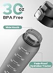 Opard Zip 900ml Bouteilles d'eau en plastique Lave-vaisselle sans danger, couvercle antidérapant BPA Free Tritan, large bouche bouteille d'eau de sport réutilisable pour la randonnée de gym