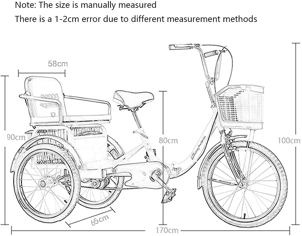 GRDDBZA Adult Tricycle - 3 Wheel Bikes for Adults Shopping 3 Wheel Bikes Adult Tricycles 1 Speed Adults Trikes Three-Wheeled with Cart 3 Wheel Bike Trike for Seniors, Women, Men, Lightweight
