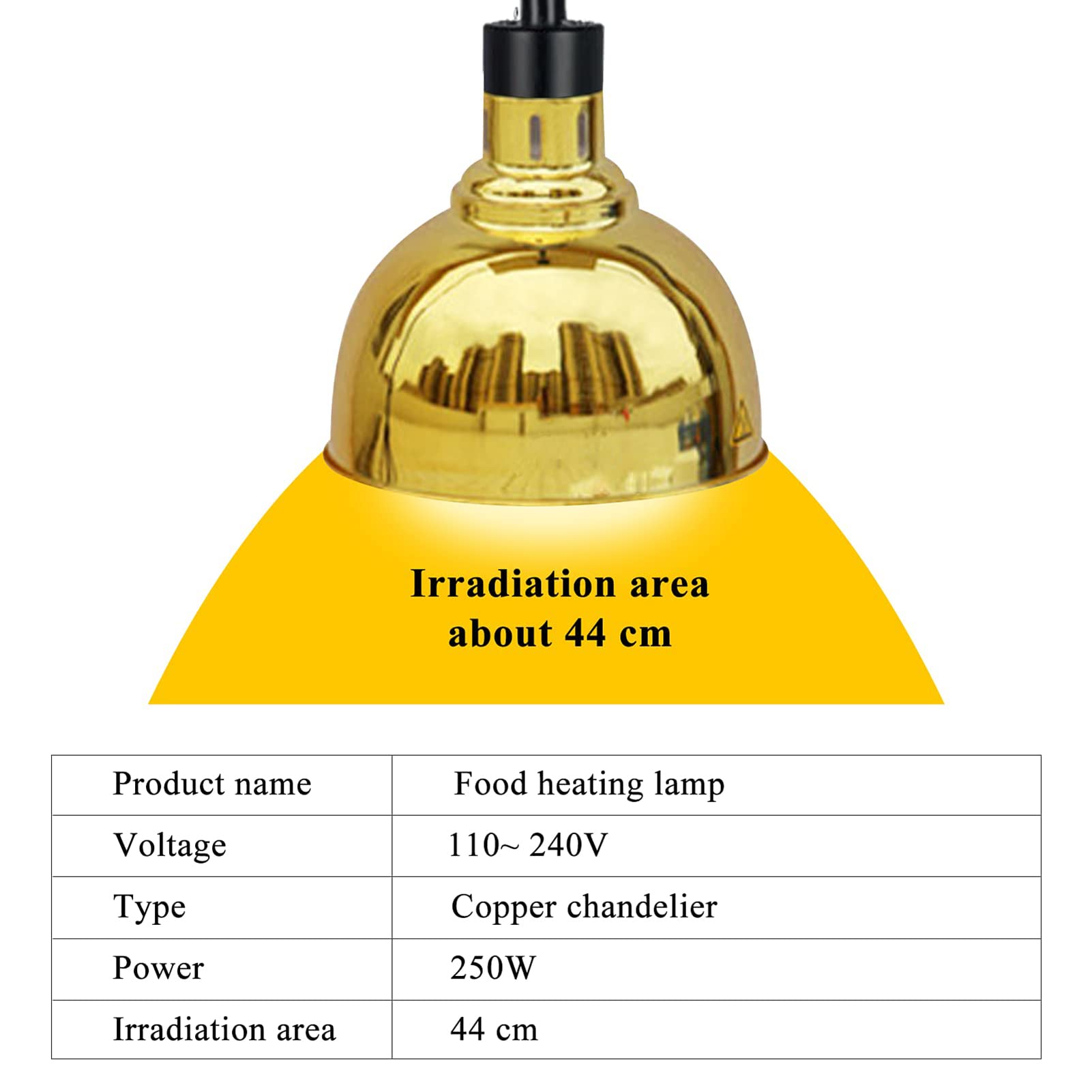 Lampada Scaldavivande Regolabile da 250 W - Lampadina Riscaldante Professionale per Ristoranti, Pizzerie E Servizi di Ristorazione - Soluzione Efficiente per Riscaldare Gold
