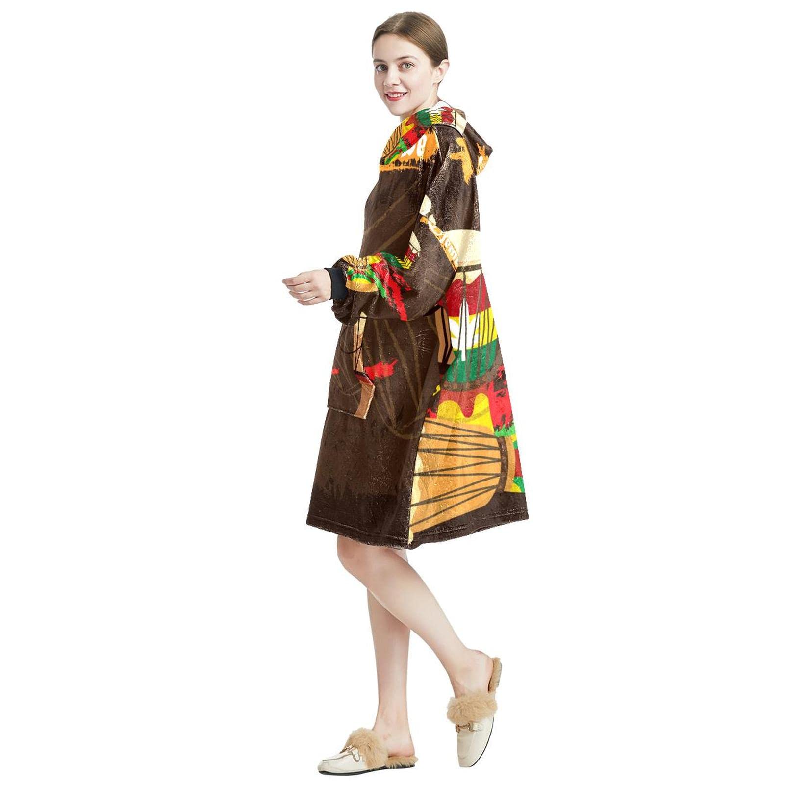Bluza z kapturem, afrykańska perkusja kolorowa muzyka Djembe Music, oversize bluza z kapturem, wielobarwny, rozmiar uniwersalny