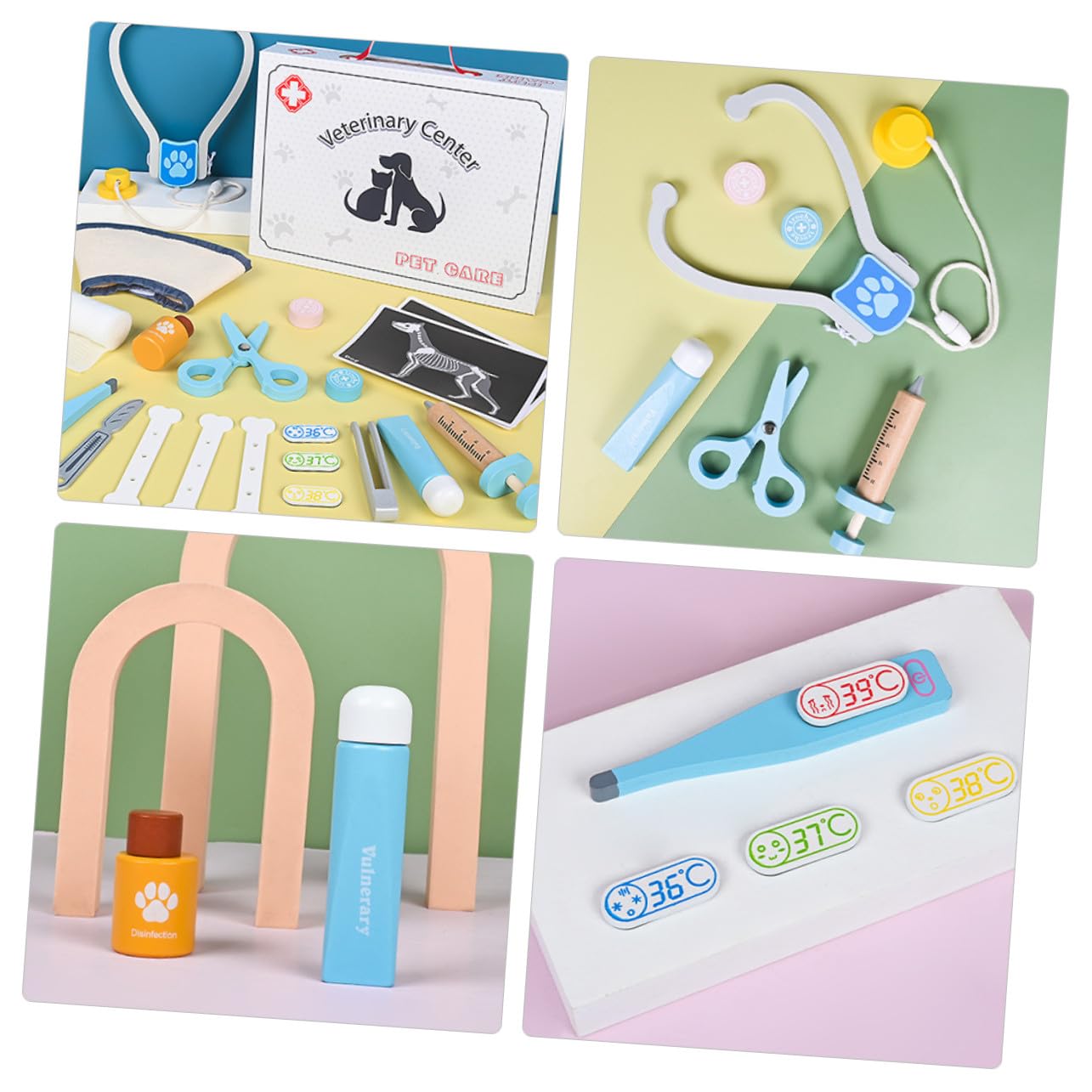 Hemobllo Set Gioco Medico in Legno per Ragazzo Ragazza, Kit Veterinario Sicuro e Funzionale, per Compleanni e Gioco di Ruolo Educativo per Ragazze e Ragazzi