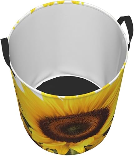 Miniatura 3 de Cesta circular con estampado de girasol, impermeable, organizador de almacenamiento, cesta de lavandería con asas para ropa, juguetes, tamaño mediano