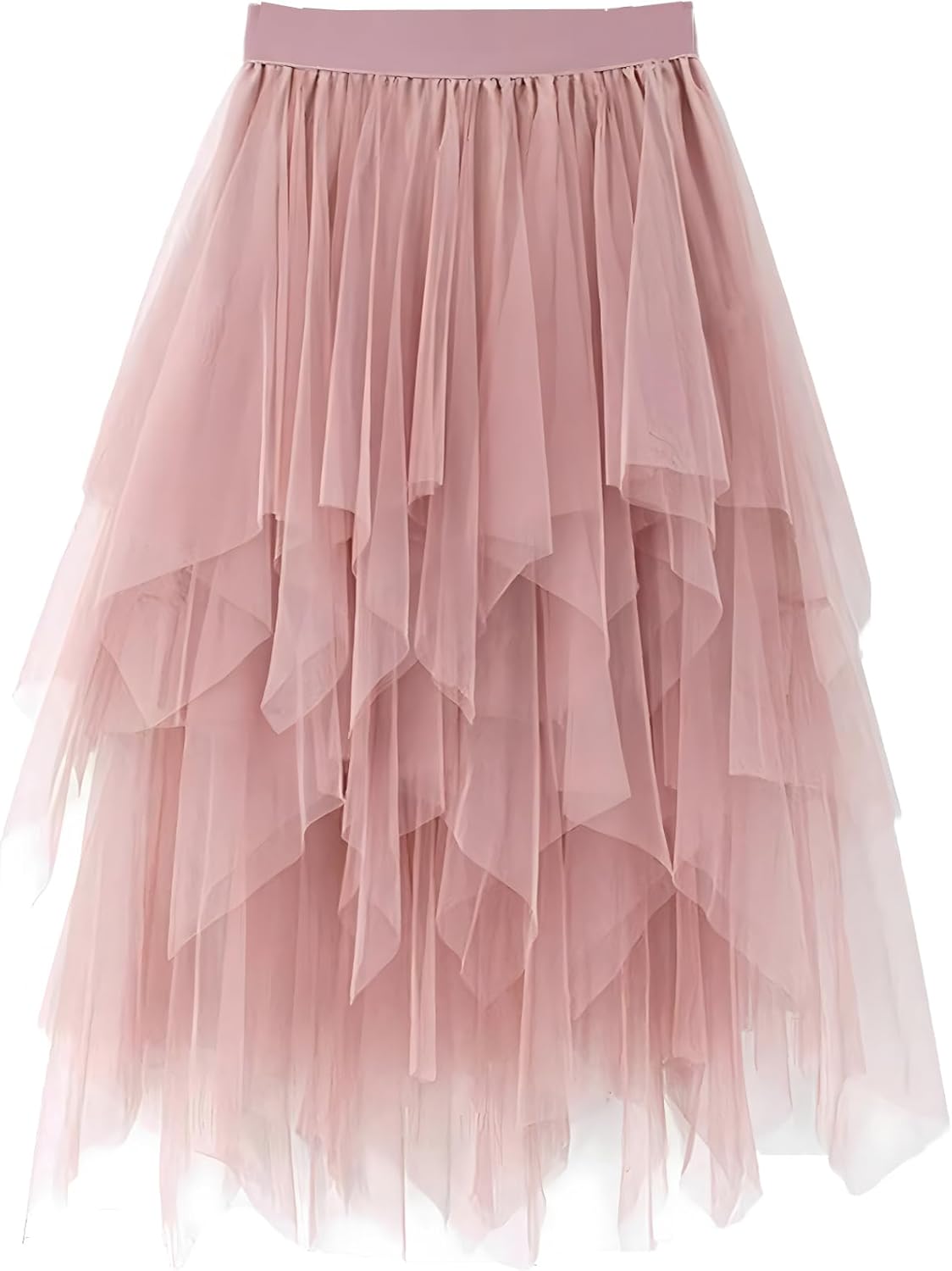 LBKKC Tulle Skirts for Women, Puffy Skirt Asymmetrical Midi Length Ruffled Tutu Layered Mesh Fairy Skirt - Image 8