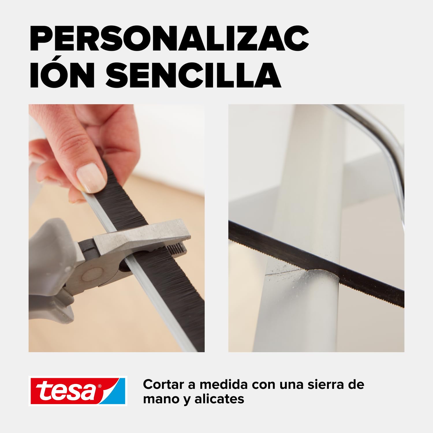 Barra bajo puerta de PVC cepillo para moquetas tesamoll, 1 m x 43 mm, color blanco