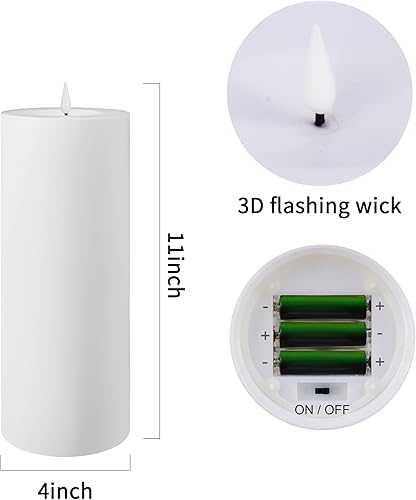 Miniatura 4 de Velas grandes para exteriores de 11 x 4 pulgadas, impermeables, paquete de 2 velas sin llama, funcionan con pilas, velas LED parpadeantes con