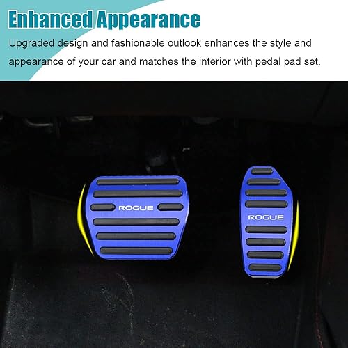 Vista 5 de LEXLEY 2 almohadillas de aluminio antideslizantes para pedal de freno de gas, cubiertas de pedal de acelerador sin perforación, solo para Nissan Azul