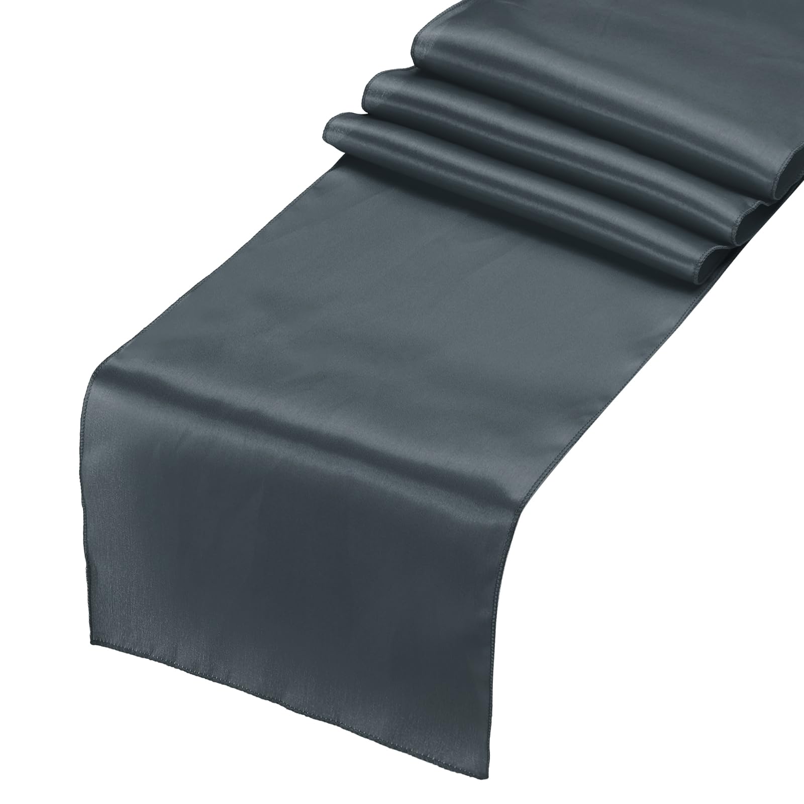 sourcing map 6 Pcs Dark Grey Satin Table Runner 12" x 108" Romantic Silk Smooth Fabric Decorations for Wedding Dining Birthday Party (9ft)