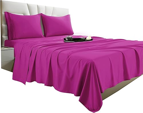 Vacco Juego de sábanas y fundas de almohada de lujo de la serie 1800 Hotel de 4 piezas ultra suaves transpirables y refrescantes bolsillo profundo