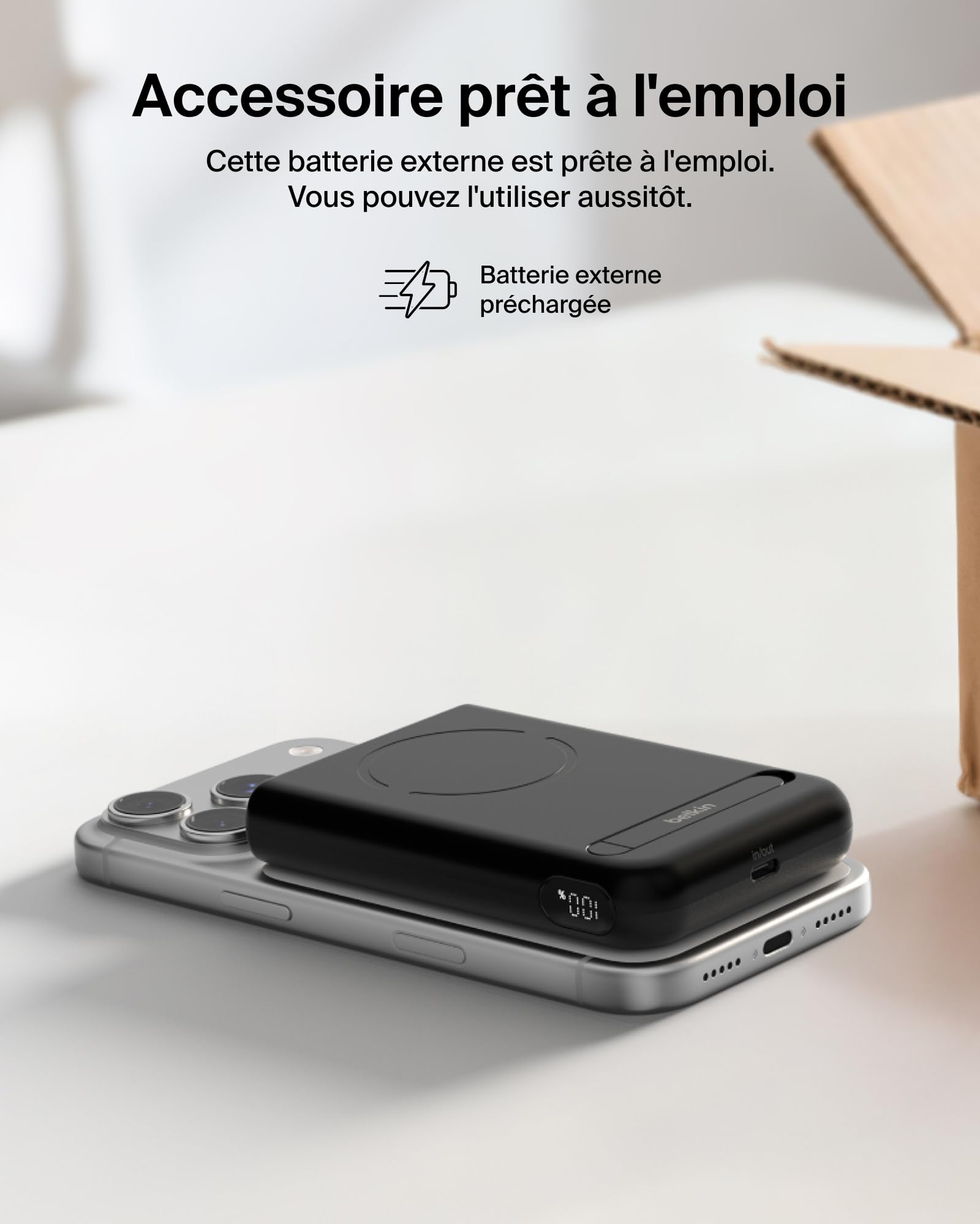 Belkin UltraCharge Pro Batterie Externe Magnétique 10K Et Béquille - Noir