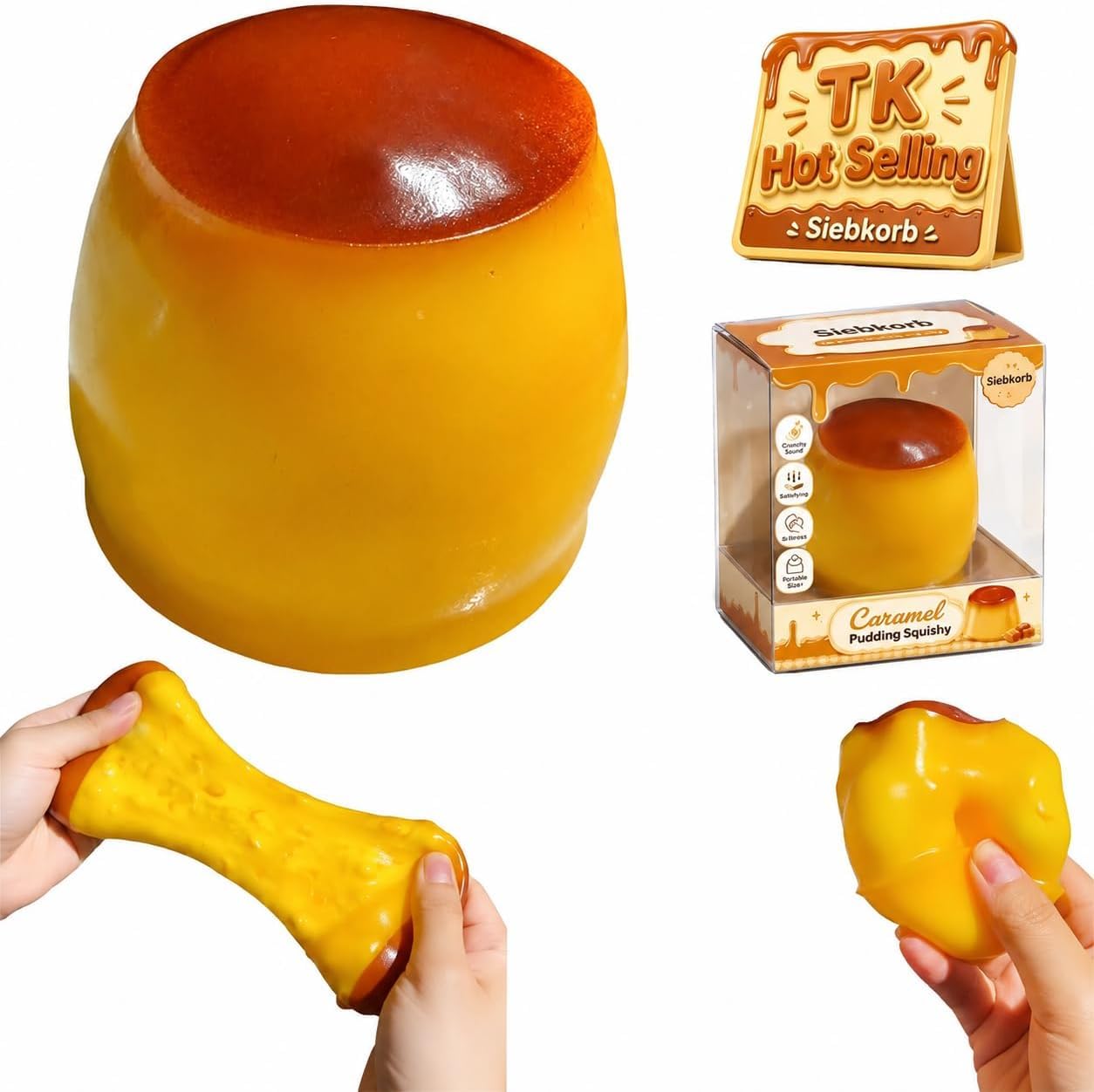 Pudding Crunchy Squishy ASMR Bead Filled Stress Relief Squeeze Fidget Toy