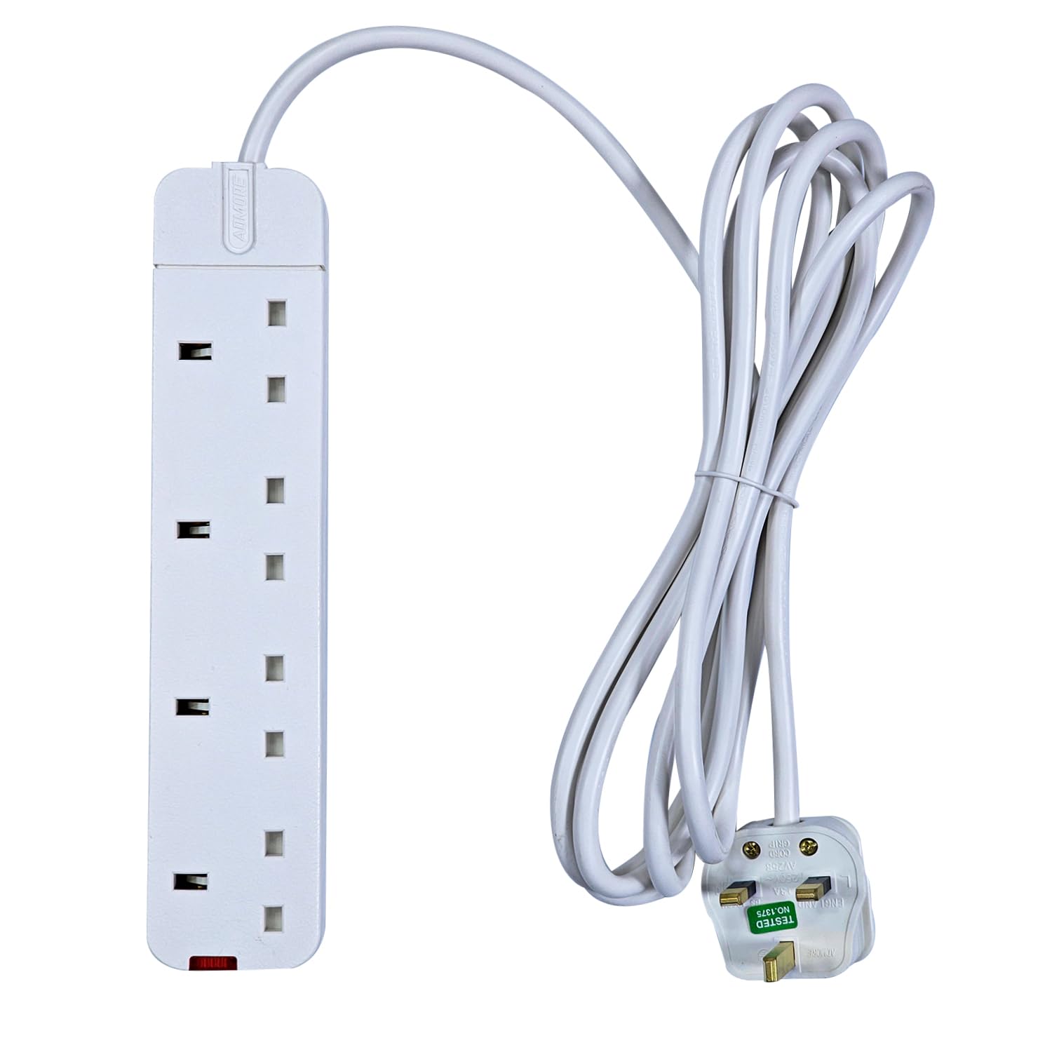 HEAVY DUTY 3000W Power Strip 3 Meter - 4 Way Extension Cord with Fused UK Plug - Mains Extension Lead & Multi Plug Socket for Kitchen & Home Office (Type G, 13A, White, ESMA Approved)