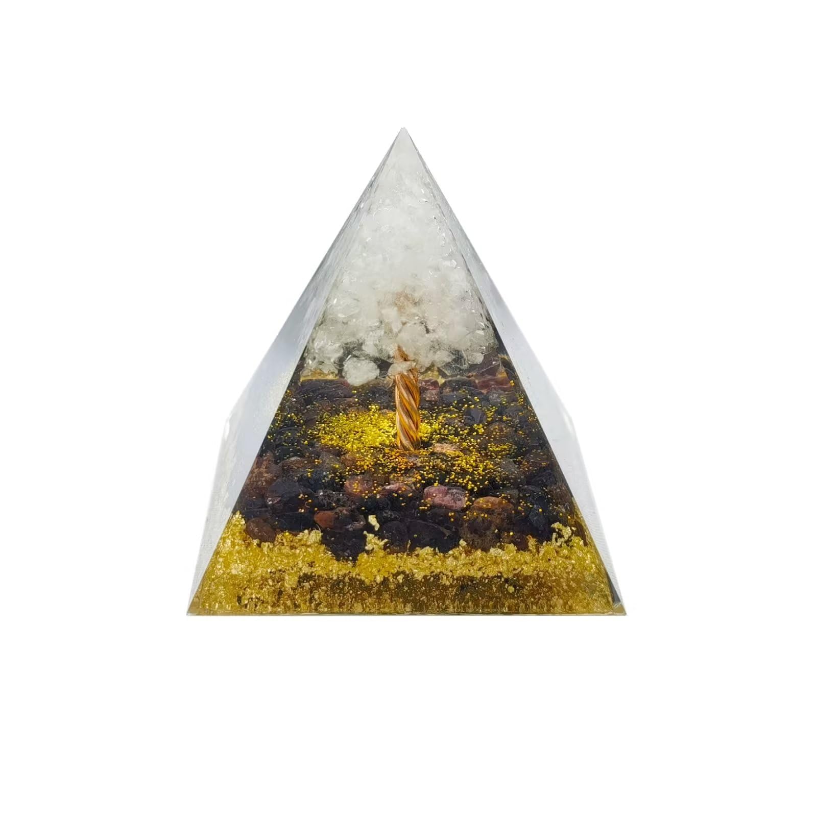 Moonstone Crystal Orgone Pyramid Crystal Energy Tower Nature Reiki Chakra Crushed Stone Flower of Life Crystal Orgonite Pyramid Healing Chakra Pyramid Festival Gift for Lover