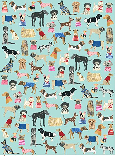 Ecojot Cool Canines Rolled Gift Wrapping Paper 2 Sheets of 19.5 Inches X 27.5 Inches