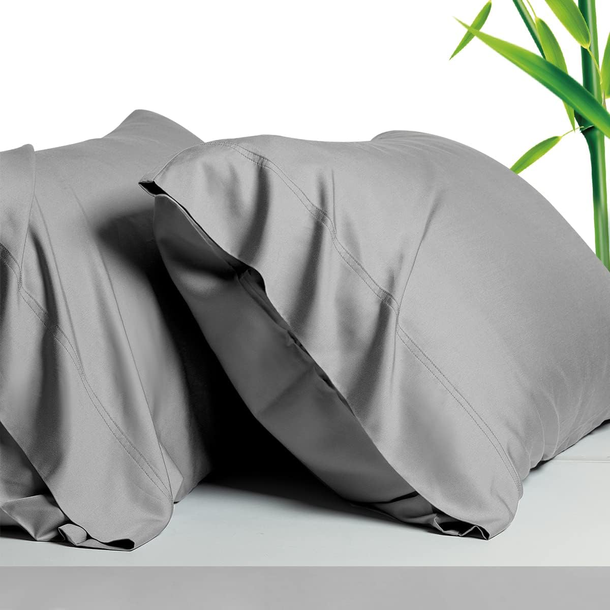 100% Viscose Made from Bamboo Breathable Pillowcases King Size Set of 2-Pack for Hot Sleepers and Night Sweats- Softness and Cooling Pillow Cases-Envelope Closure ๏ผGrey -20 x 40 inches๏ผOEKO-TEX STANDARD 100