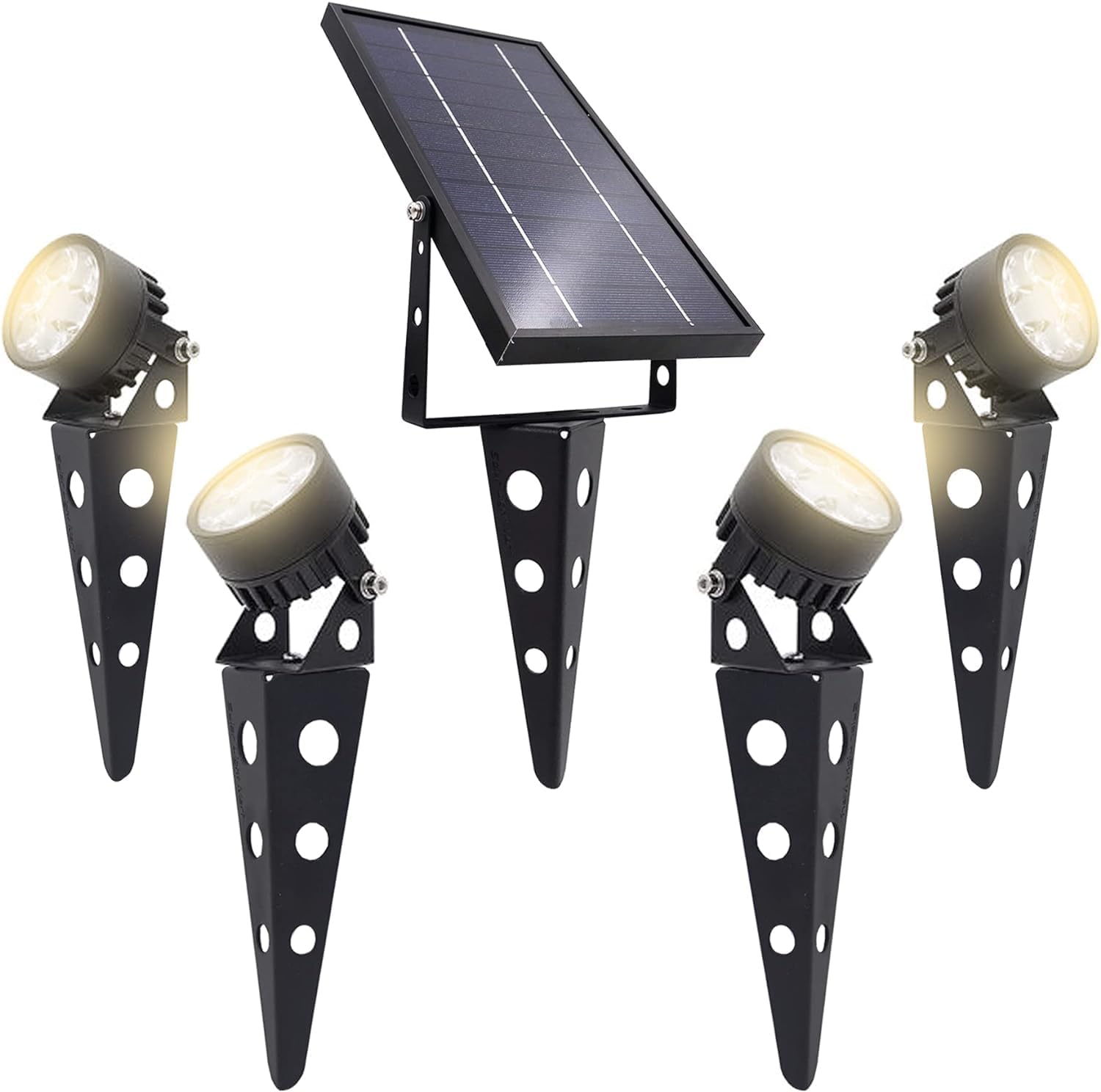 Solar Outdoor Spotlight Legacy 50X 4PK, Garden Landscape Yard Pathway Light, IP65 Waterproof, Warm White LED, Black Finish