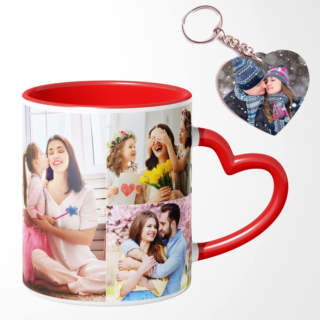 Personalized Red Heart Handle Mug – Custom Photo, Name & Quote Ceramic Mug – 325ml for Girlfriend, Boyfriend, Anniversary, Valentine’s Day, Birthday – or Girls & Boys