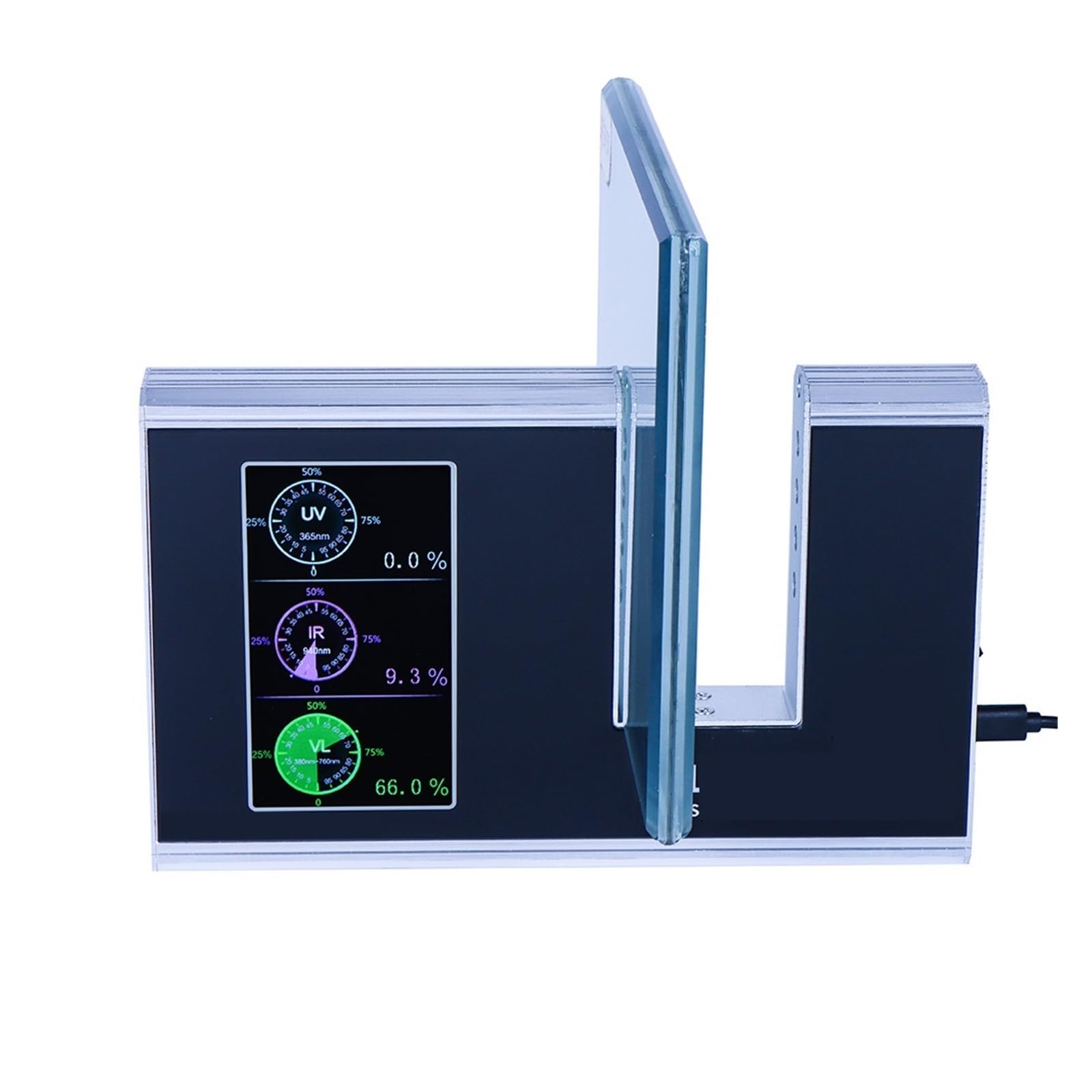 Tint Meter, Window Tint Meter Light Transmittance 183 365nm UVT, 940nm IRT and VLT 47mm Measuring Thickness Laminated s High Precision