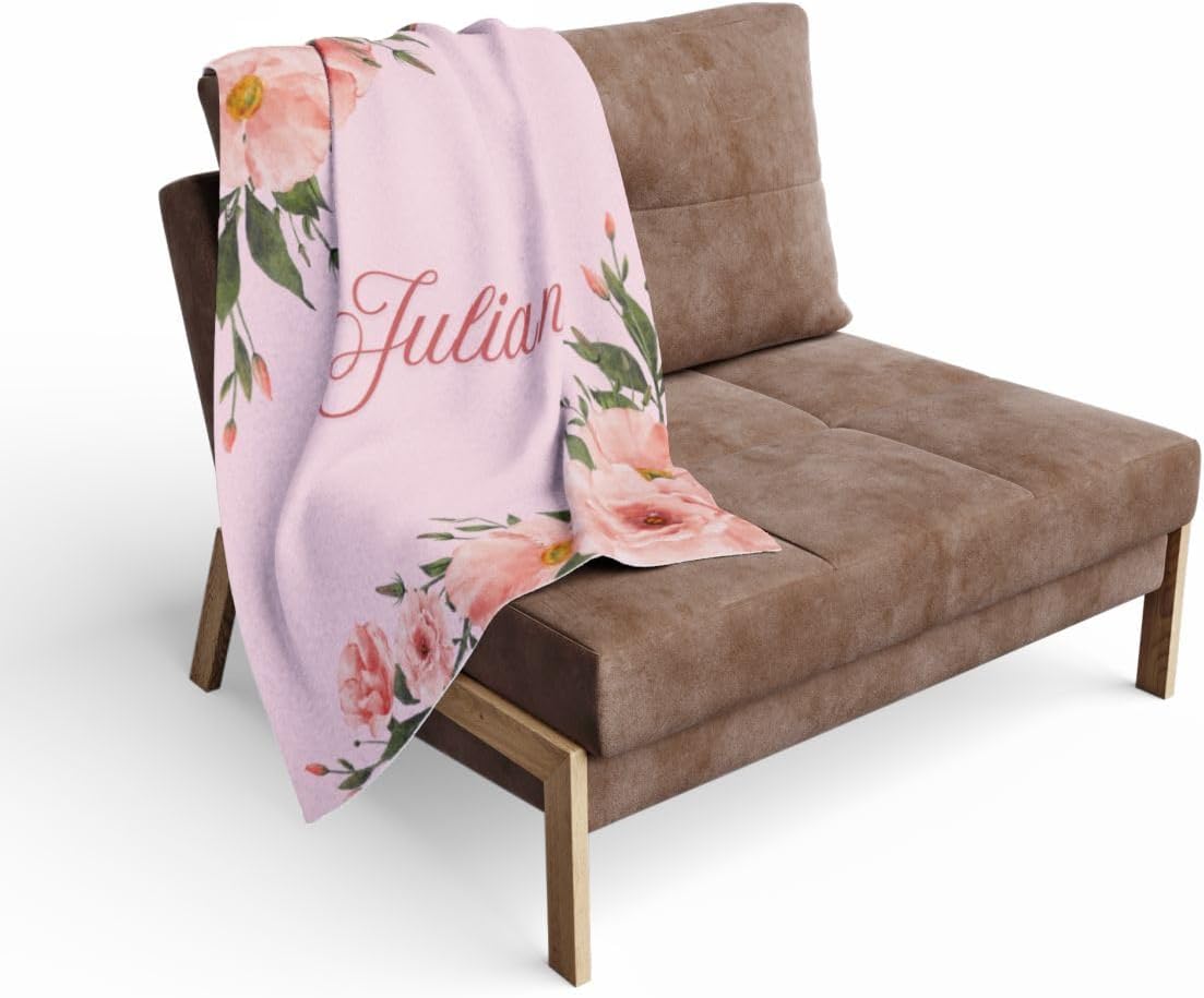 Infinite Pack Pink Floral Baby Blanket with Name | Custom Blankets for Girls | Personalized Baby Blankets with Name