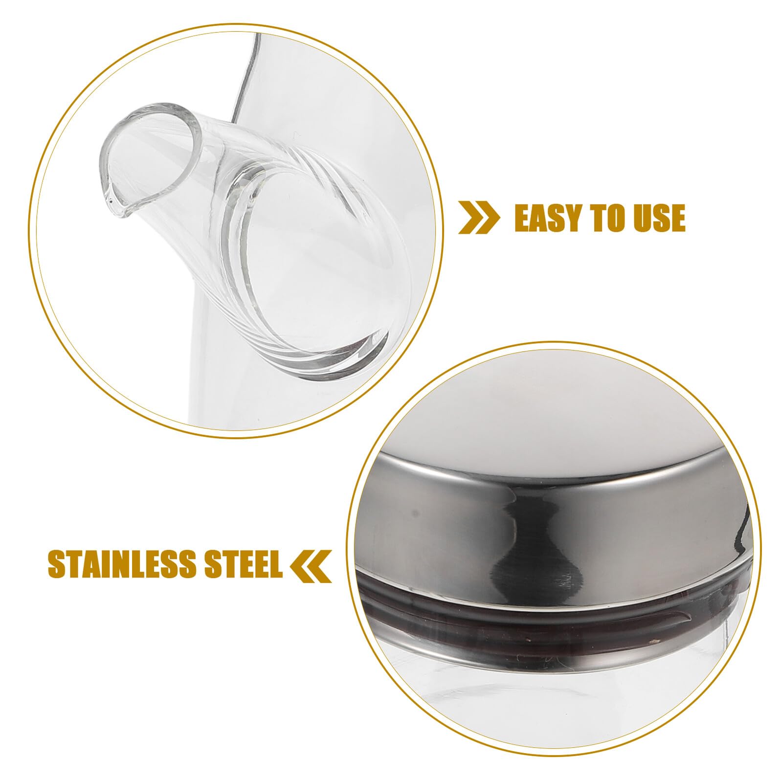 Ipetboom Oliera in Vetro Grande Capacità Funzione Multipla, 1 Pz | Acciaio Inox e Silicone, Vetro Alto Borosilicato, Design Anti-perdita, per Olio e Aceto