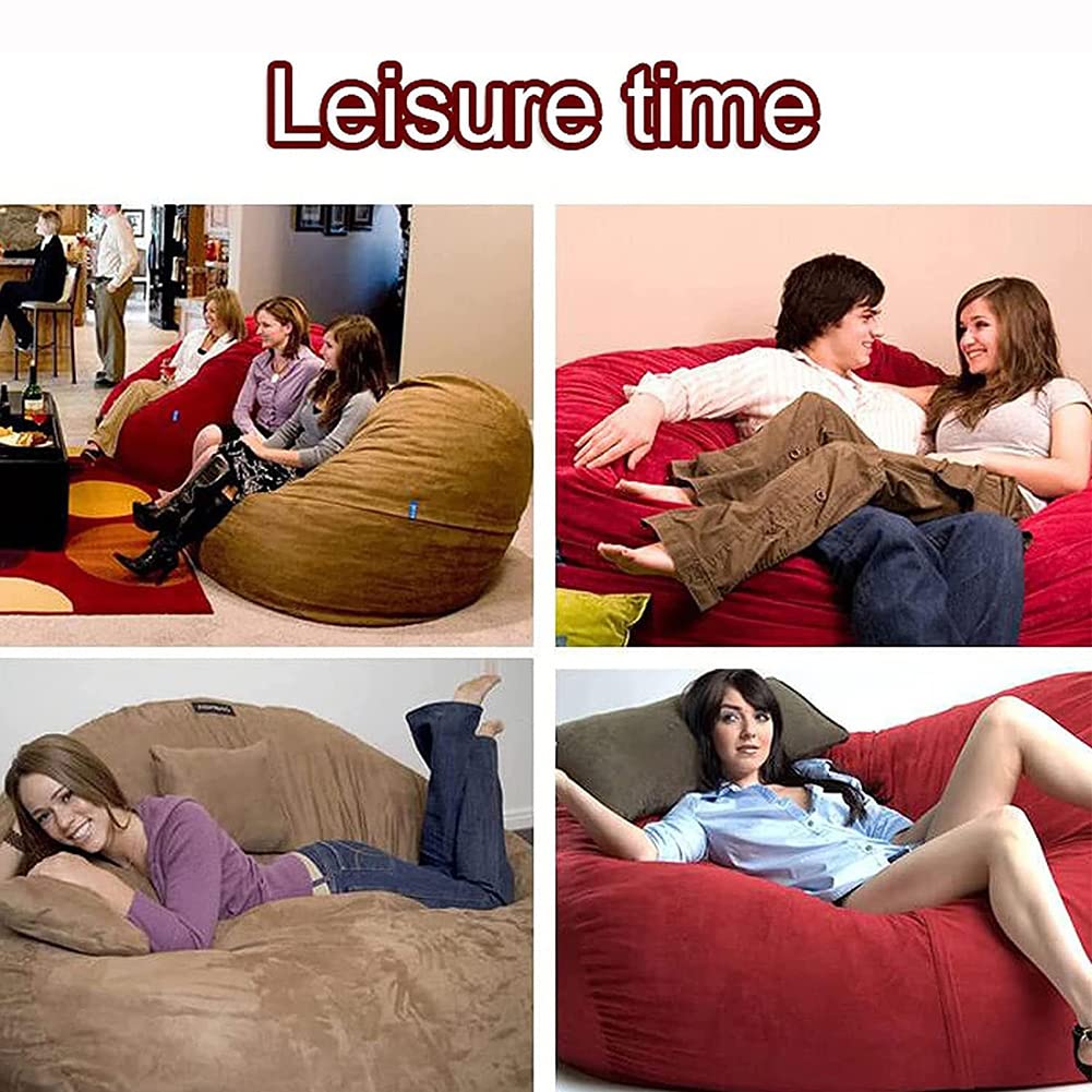 Housse de Pouf Géant, Fourrure Douce Bean Bag Sofa Pouf (sans Remplissage) Rond Extensible Sac Haricot Paresseux Fauteuils Poire Housse Pouf Rond Extensible Ultra Confortable, Lavable,