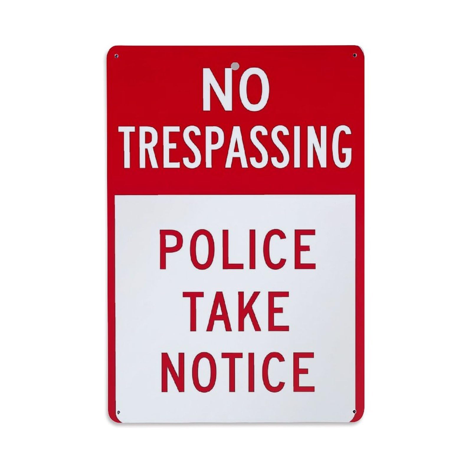 Jdfenggu Vintage No Trespassing Police Take Notice Retro Metal Tin Sign, Decor Art Poster For Bar, Home, Man Cave, Kitchen, Laundry Room Gift 8X12inch