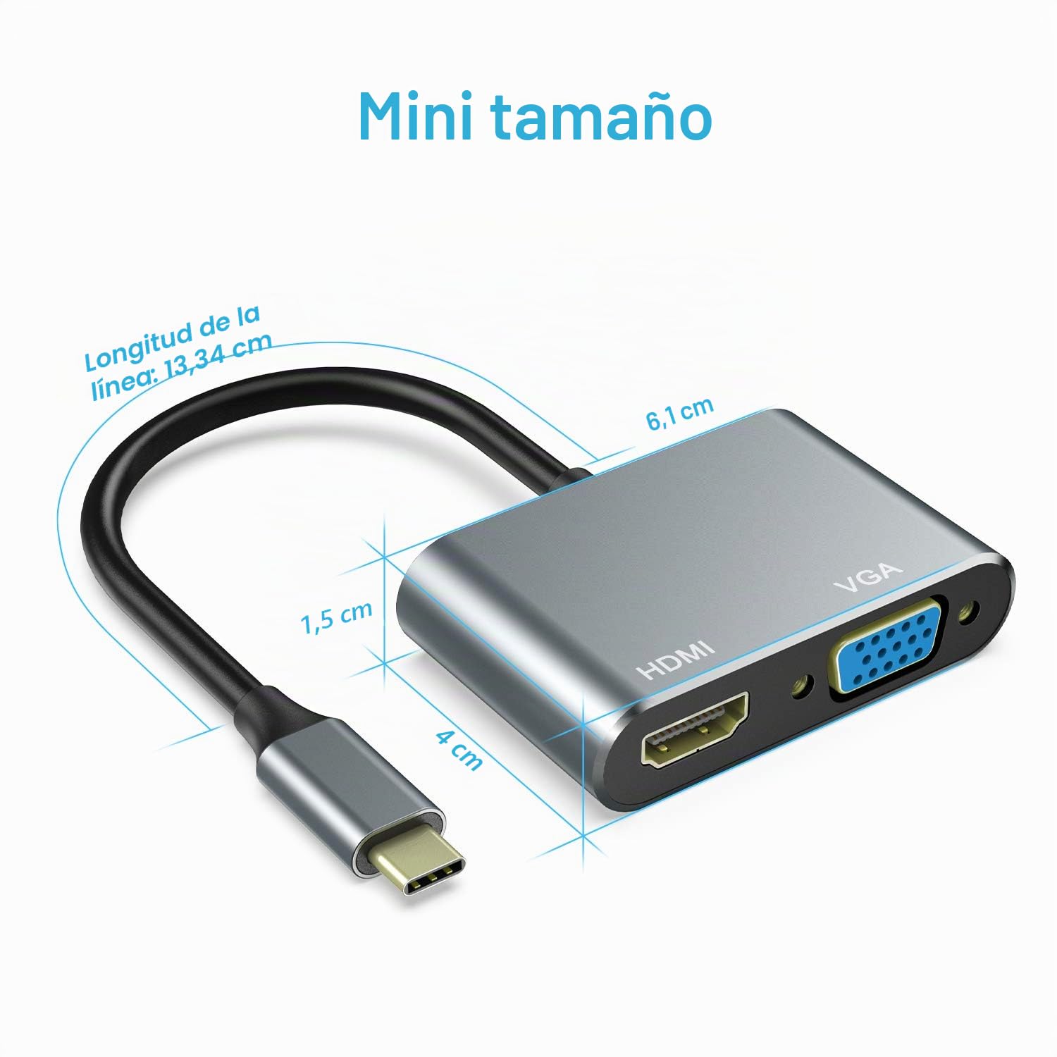 ABLEWE USB C a HDMI y VGA Adaptador, USB C Hub Thunderbolt 3 a HDMI 4K VGA 1080P para MacBook Pro 2019/2018/2017/MacBook Air 2018/Dell XPS 13/Samsung S8/S9/Y etc.