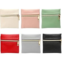 Rolin Roly 6 Pcs PU Leather Jewelry Storage Pouch with Zipper, Small Gift Soft Jewelry Case for Earrings, Bracelets, Necklaces Fashion Jewelry Travel Bag 6 colors