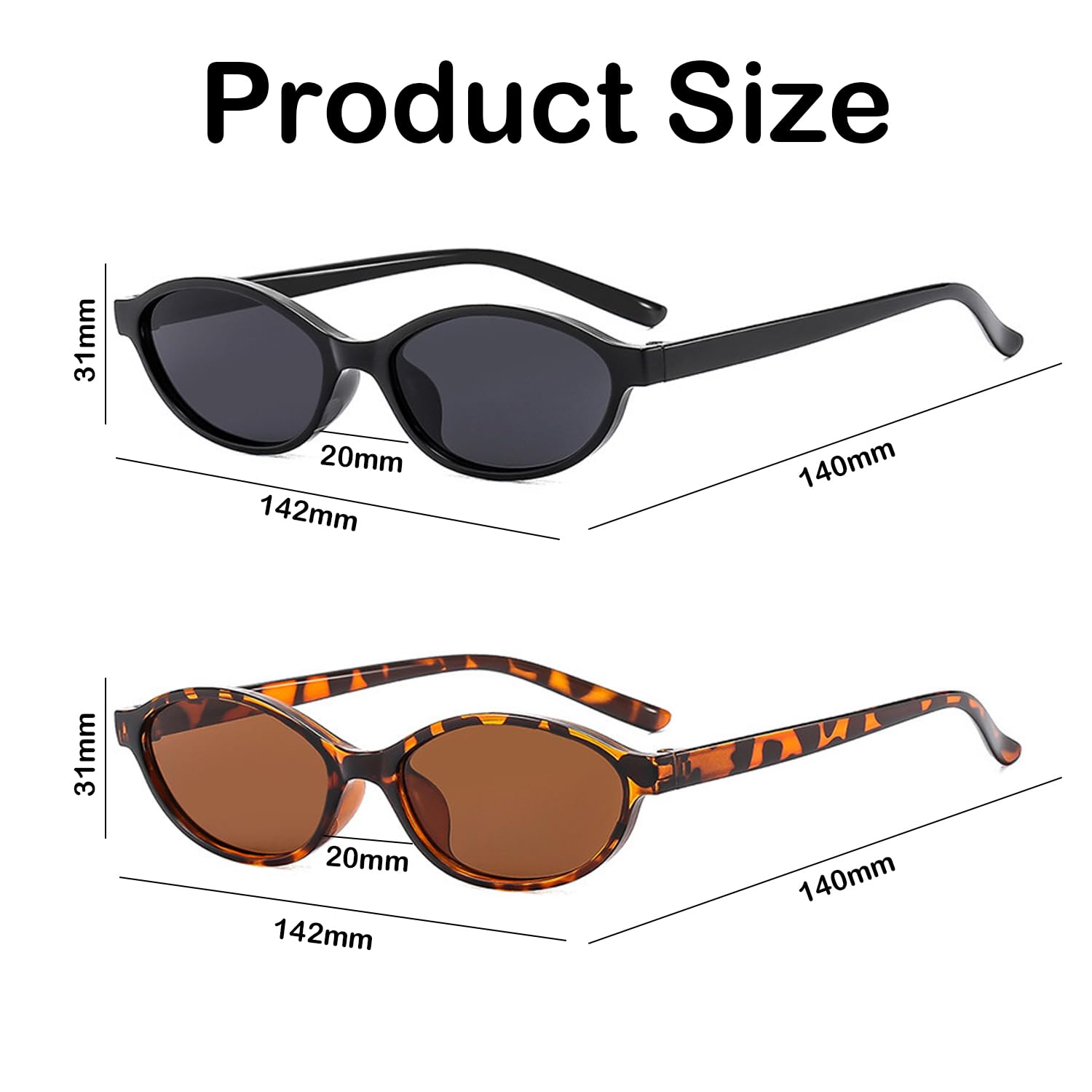 Image secondaire de UDNFHL 2 Morceaux De Lunettes Ovales, Lunettes De Soleil Rétro, Fournitures De Crème Solaire Extérieure, Lunettes De Soleil À La