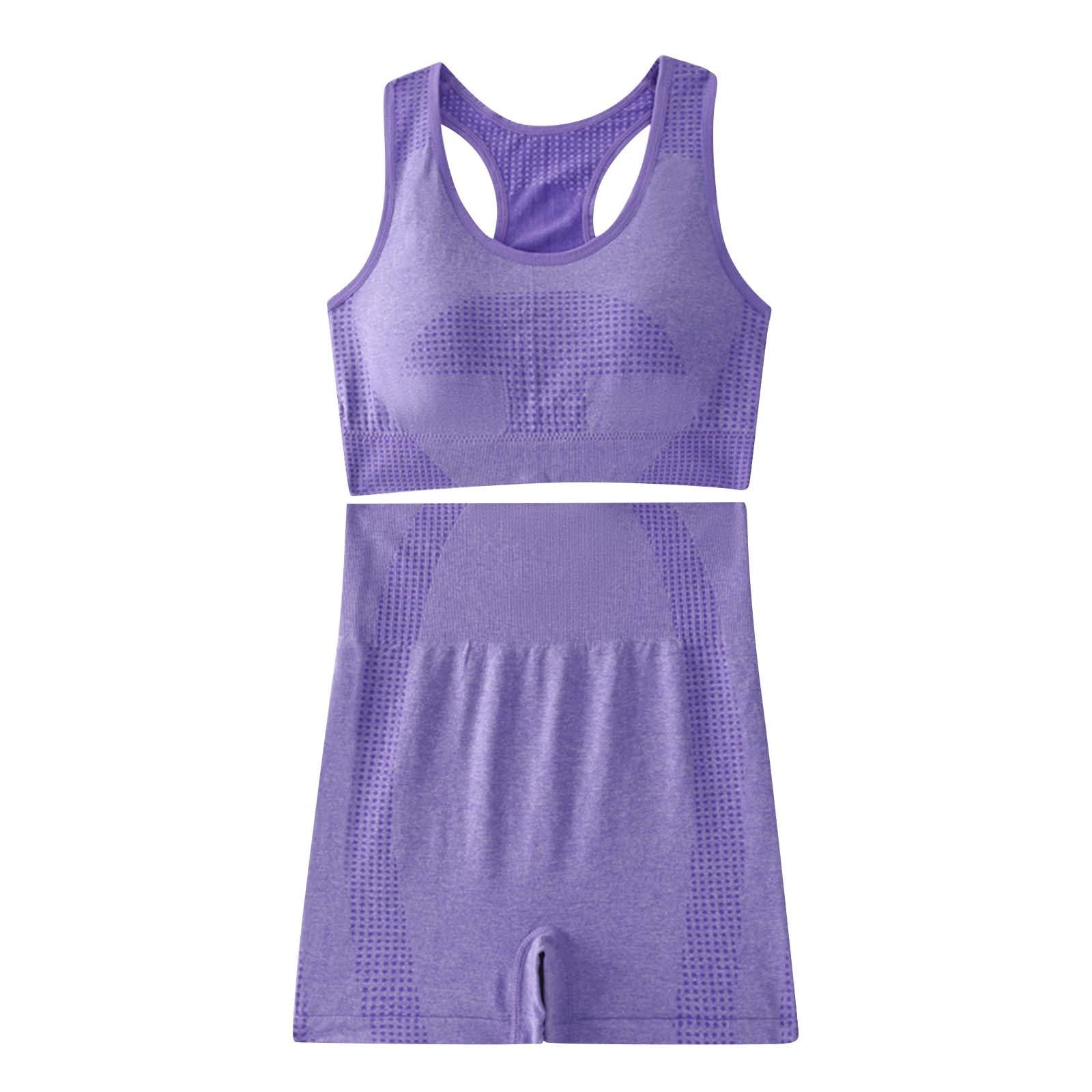 HGps8w Workout Sets for Women Two Piece Outfits - Seamless High Waisted Biker Shorts and Sports Bra Yoga