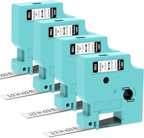 Vixic Cinta de etiquetas D1600 negra sobre transparente de 12 pulgada x 23 pies, cinta de etiquetas de repuesto Dymo D1 45010 compatible con