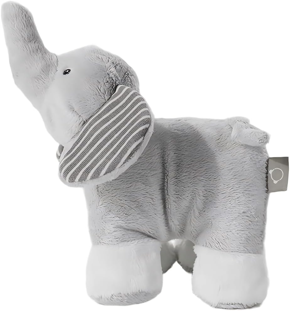 6" Stuffed Elephant Plush Animal for Baby, Soft Light Gray Toy with Striped Ears, Safari Nursery Decor, Gender Neutral for Newborns, Infants & Toddlers