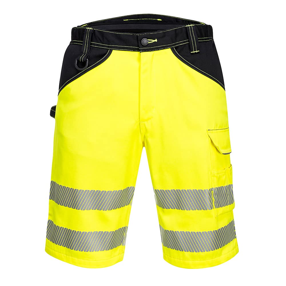 Portwest Hi-Vis Shorts, Color: Yellow/Black, Size: 41, PW348YBR41