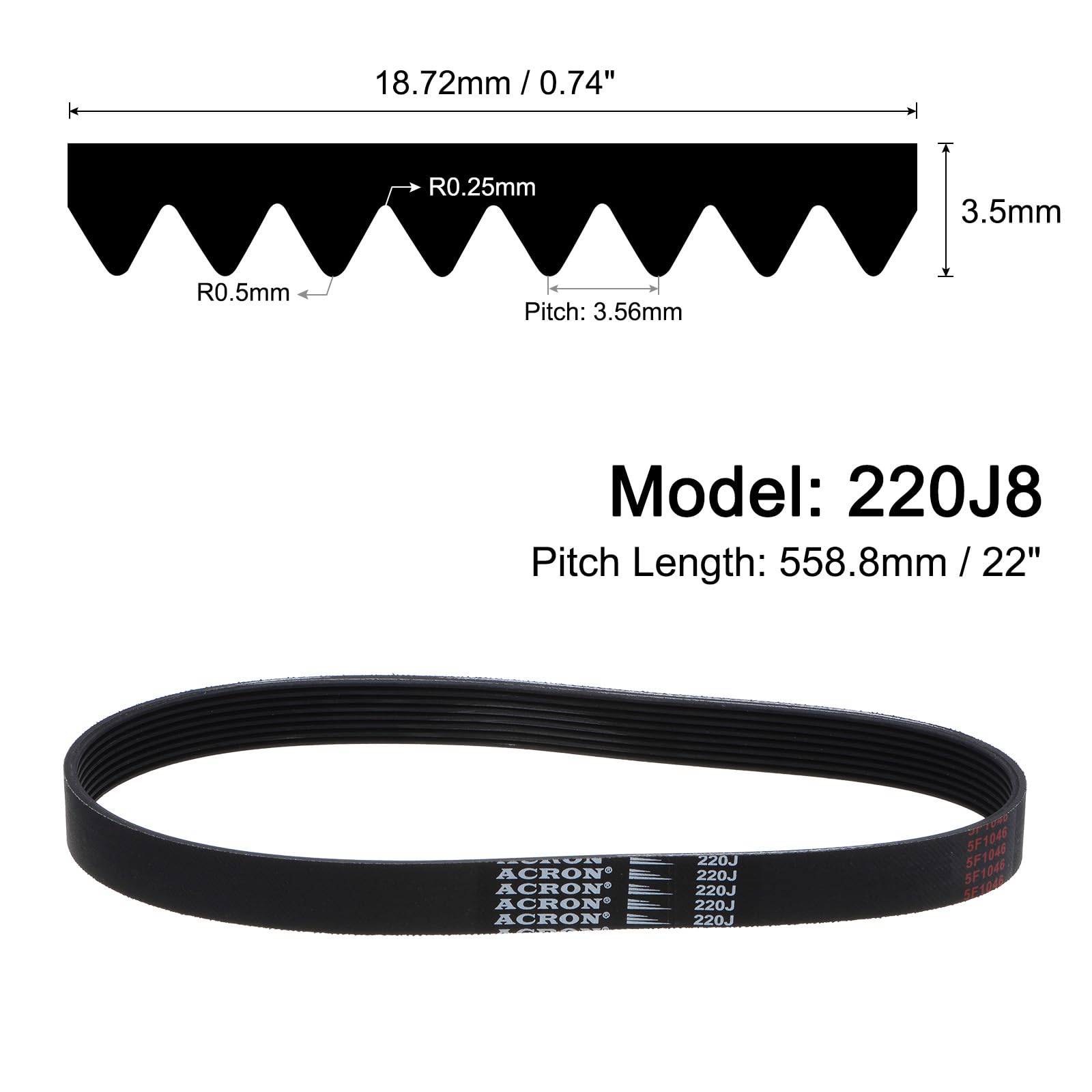 Produktbild von QUARKZMAN Z-35 Z-Typ Keilriemen 875mm/35" Innere Länge X 0,39" Breite X 0,24" Höhe Antriebsriemen, Z-Typ Geschlossener Gummi-Übertragungsriemen