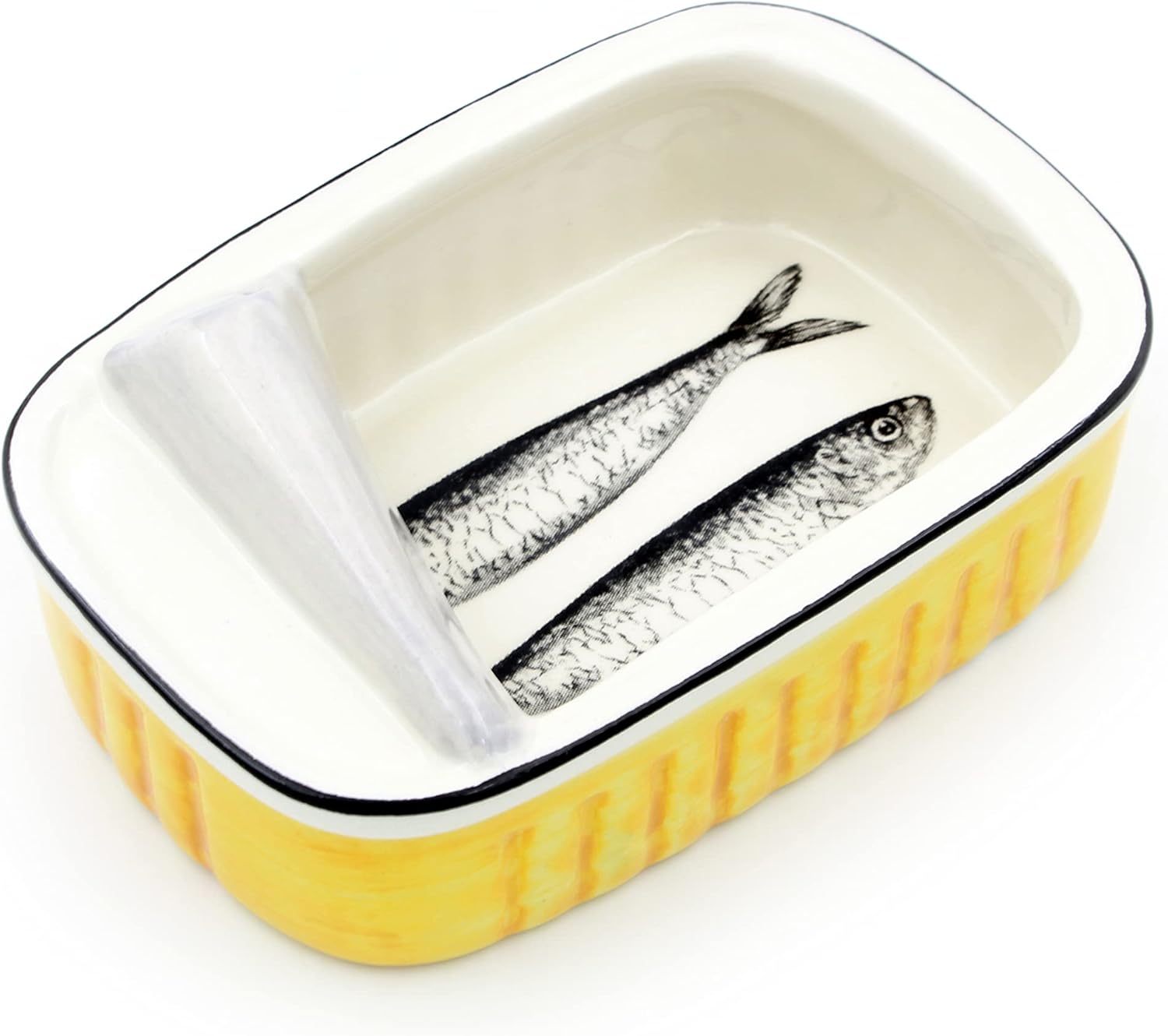 Alcoa Arte Hand-painted Traditional Portuguese Ceramic Sardines Can (Yellow)
