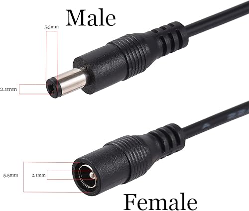 Miniatura 3 de Paquete de 2 cables divisor de fuente de alimentación CC, 1 hembra a 2 machos, 0.217 in x 0.083 in, cable adaptador divisor en Y para cámaras CCTV,