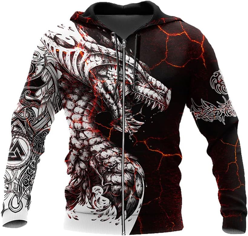 QEDCVSBlack White Dragon Tattoo 3D Printed Hoodies Sweatshirt Unisex Streetwear Zipper Pullover Casual Jacket Tracksuits