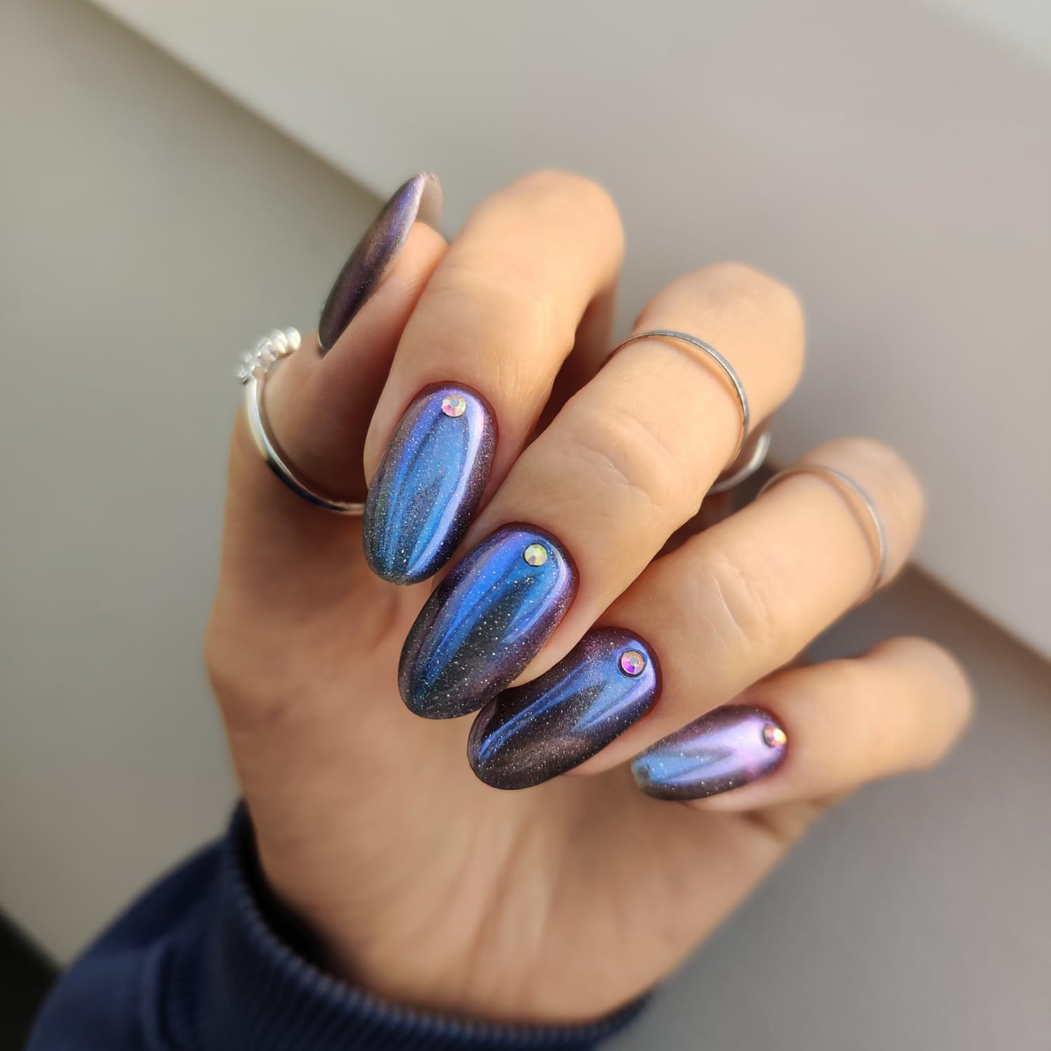 Semilac Lakier Hybrydowy Grafitowy Cat Eye Kocie Oko 828 Grey Holo 7ml