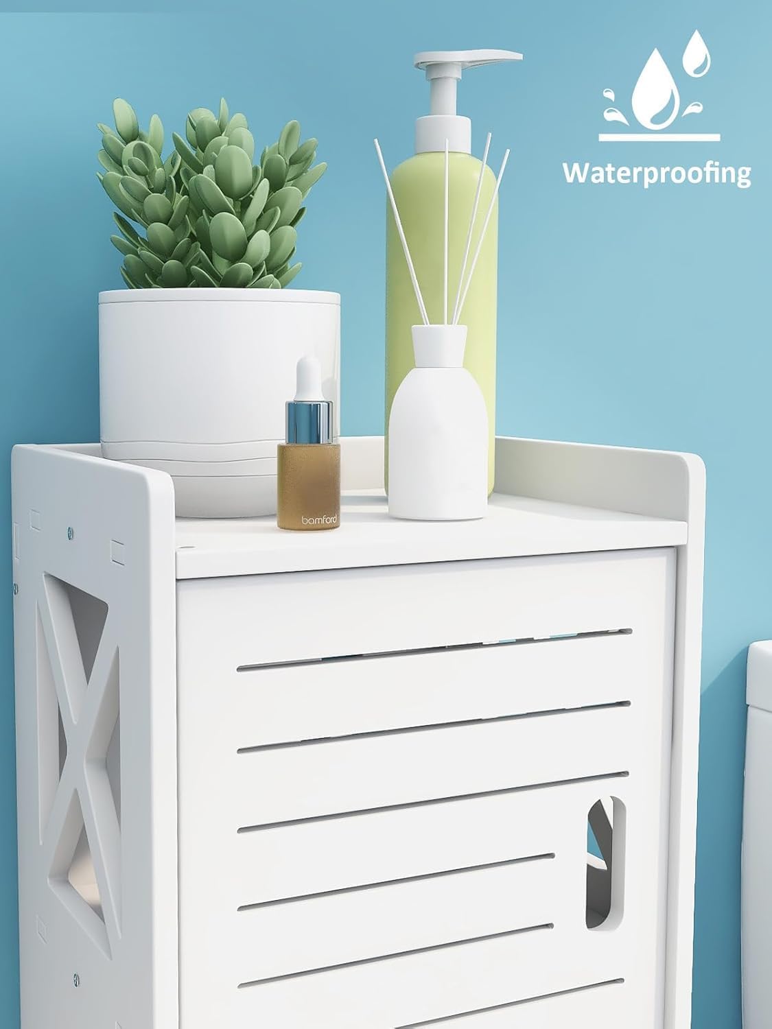 GREENSAPPIRE Armario de Baño Estrecho con Puertas – Mueble Auxiliar de PVC Impermeable, Almacenamiento Vertical Multinivel, Ahorra Espacio, para Baño (75×25×22 cm) — view 4
