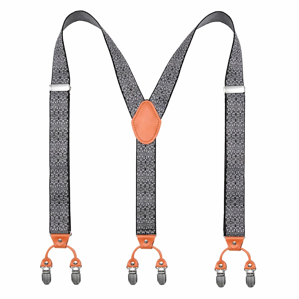 Men’s Heavy Duty Y-Back Suspenders, 6 Strong Metal Clips Adjustable Elastic Straps for Work, Tuxedos, and Daily Wear