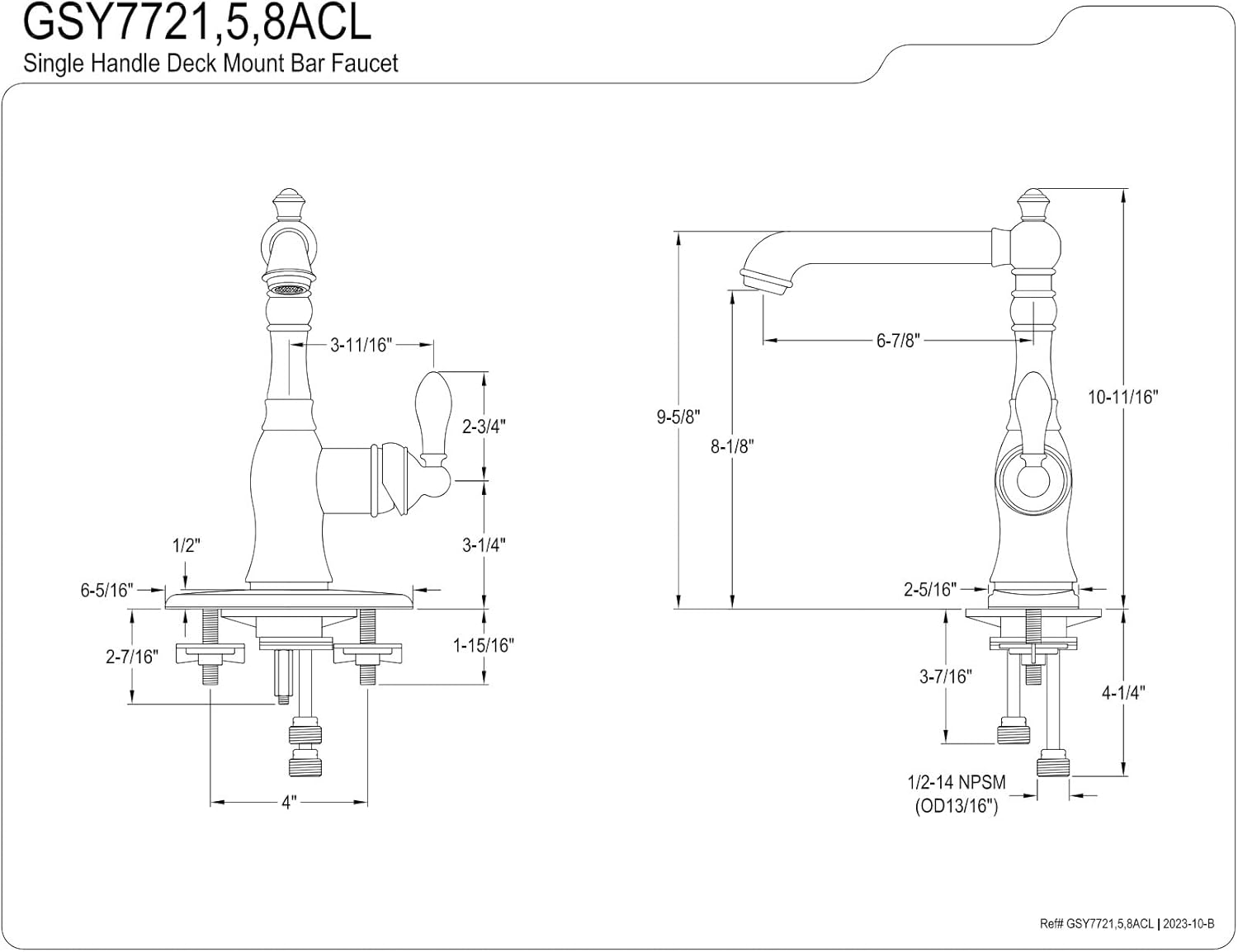 Kingston Brass GSY7721ACL American Classic Bar Faucet, Polished Chrome