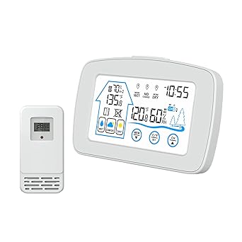 EXCLUZO Indoor & Outdoor Hygrometer wi Time Ba Light L Display Desk Electronic Hu i Meters for Home Greenhouse Cellar