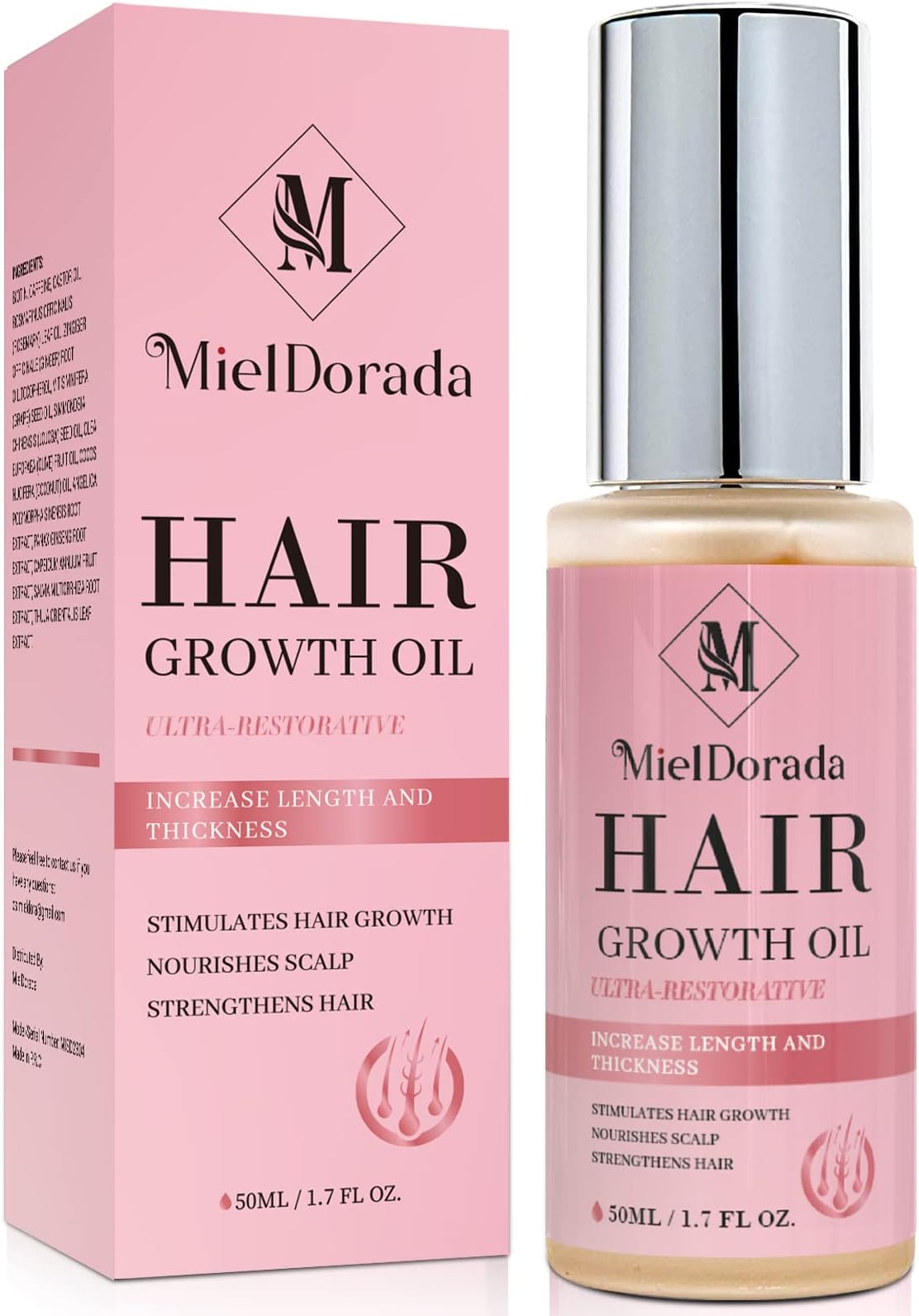 Hair Growth Serum, Hair Growth Oil with Castor Oil & Biotin, Hair Growth for Women, Hair Loss Treatments, Rosemary Oil for Hair Growth, Hair Growth Products for Thicker Longer Fuller Healthier Hair