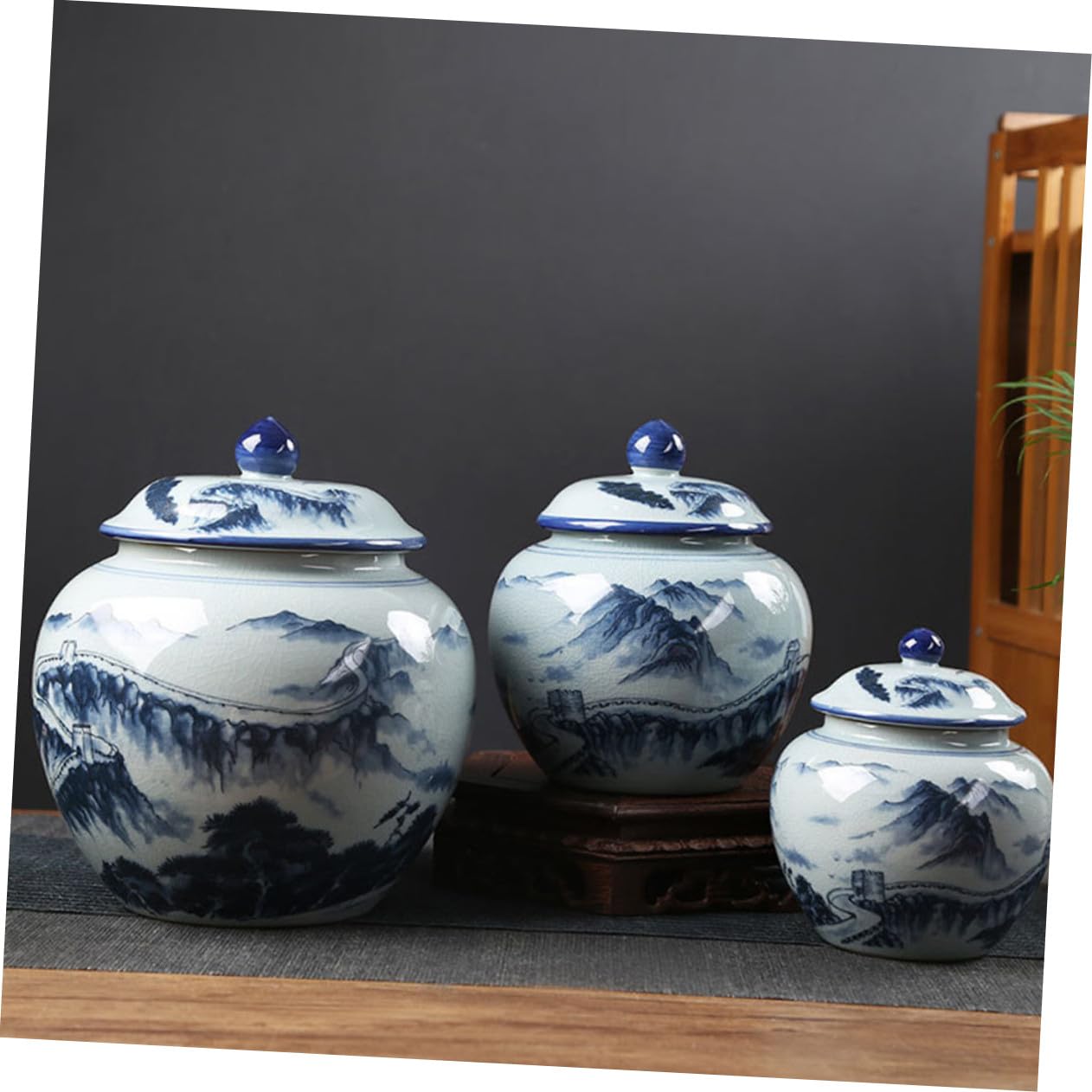 Keramik Vorratsbehälter mit Deckel im Chinesischen Vintage Stil zur Aufbewahrung von Zucker und Kaffeebohnen mit Luftdichtem Verschluss Dekoratives Küchengefäß als Geschenk