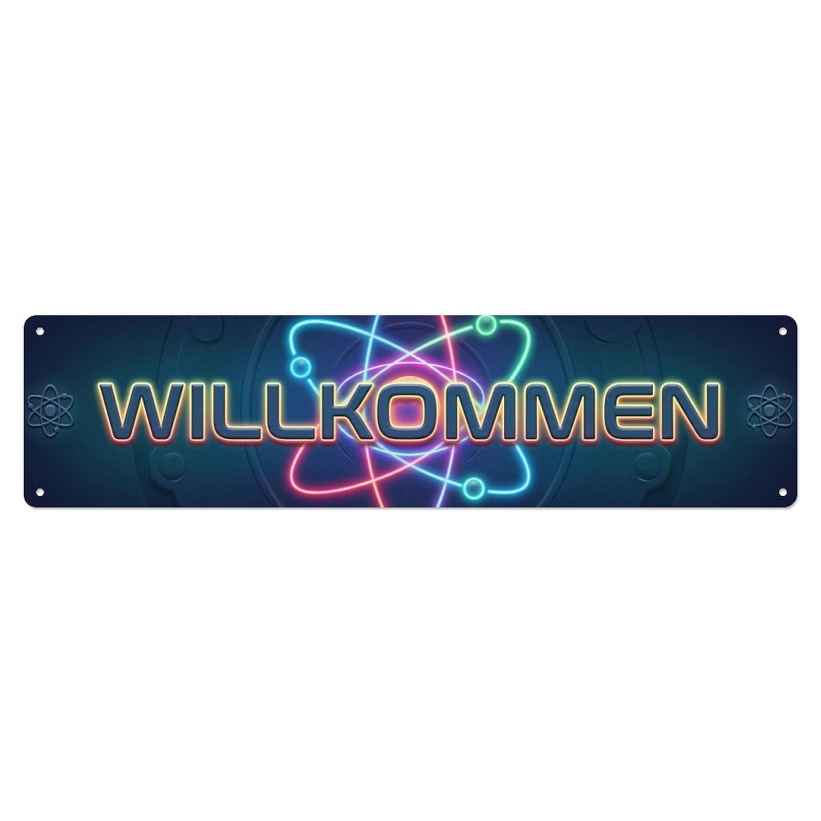 Neon Neon Atomic Nucleus Science Welcome Metal Tin Sign