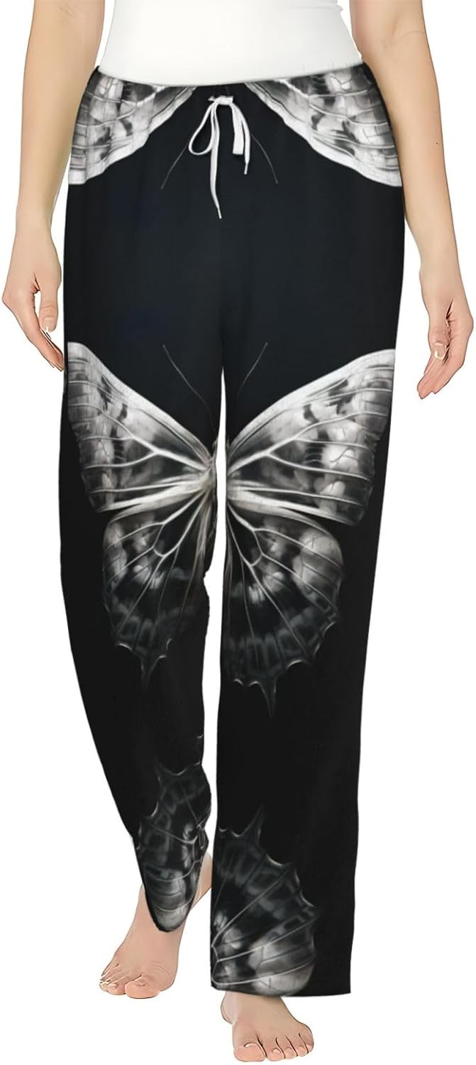 Butterfly X Ray Print Cozy Christmas Pajama Pants,Flannel Pajama Bottoms,Cater To Various Body Types